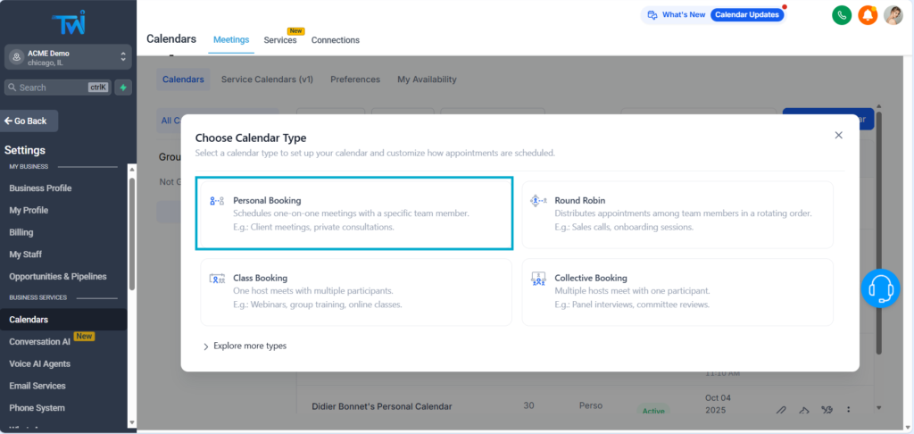 Showing how to create a booking calendar using TwiLead