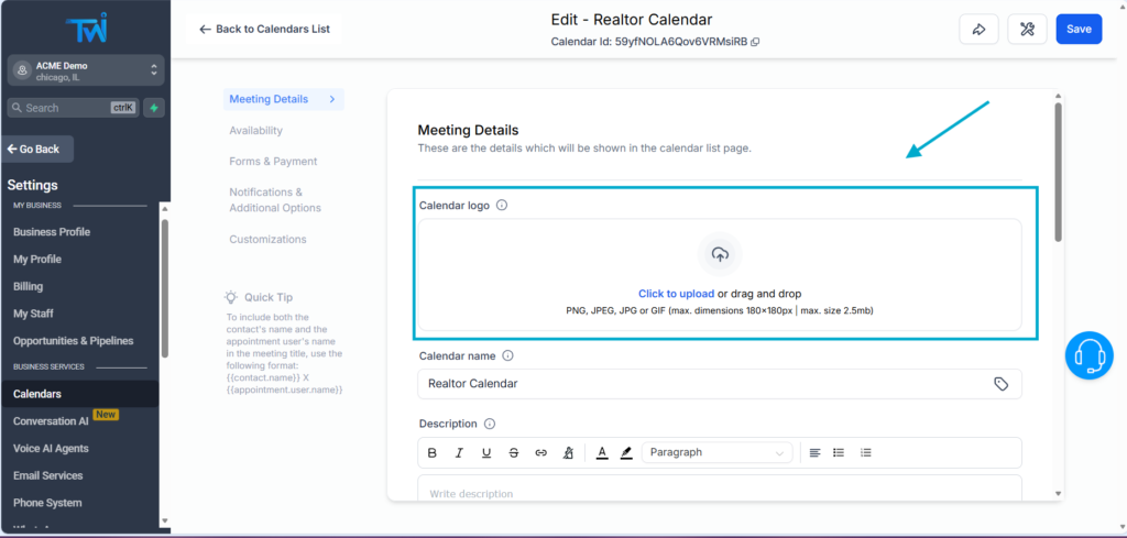 how to customize booking calendars in twilead