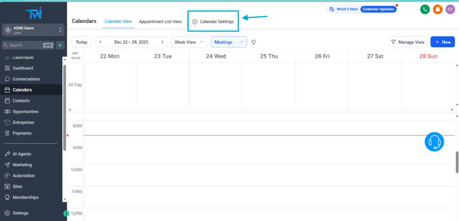 first step to customize booking calendars in twilead